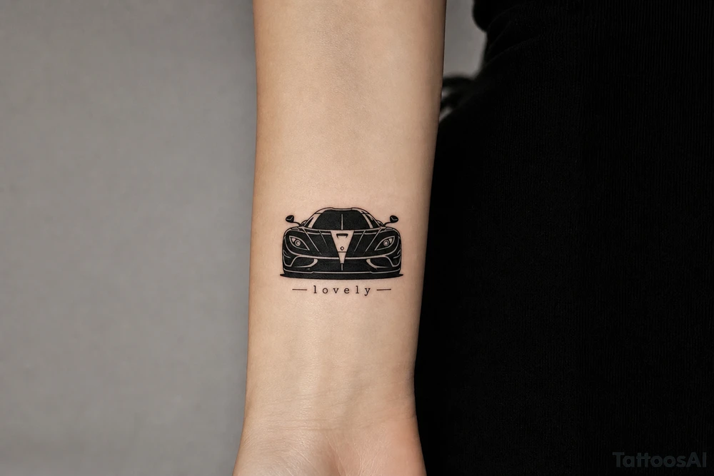 Koenigsegg ghost and below written simply lovely tattoo idea
