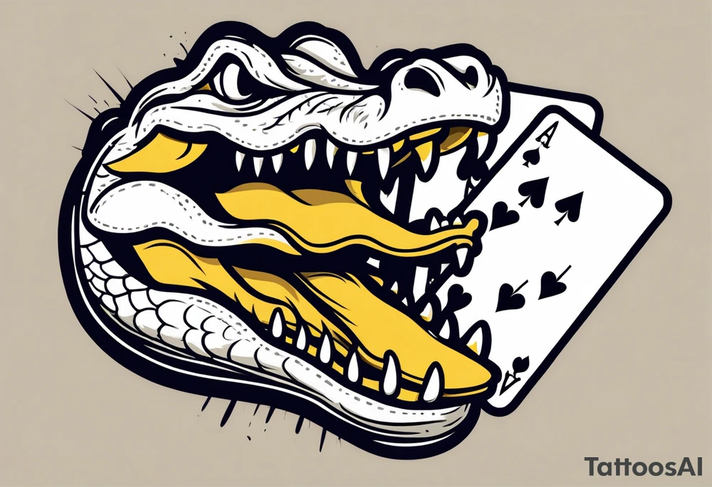 Alligator biting a 2 of spades card tattoo idea