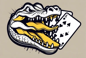 Alligator biting a 2 of spades card tattoo idea