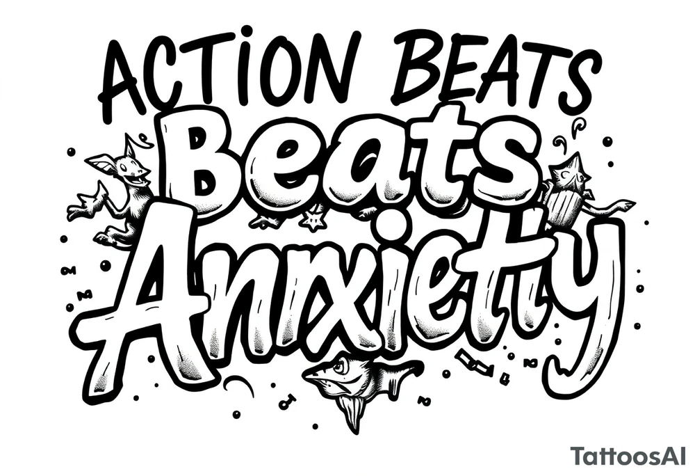 action beats anxiety words tattoo idea