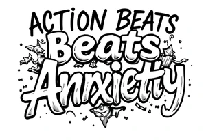 action beats anxiety words tattoo idea
