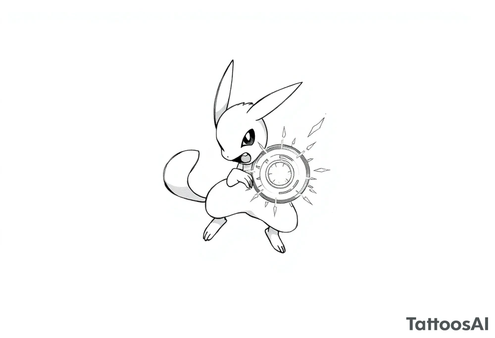 Lucario attacking with Aura Sphere tattoo idea