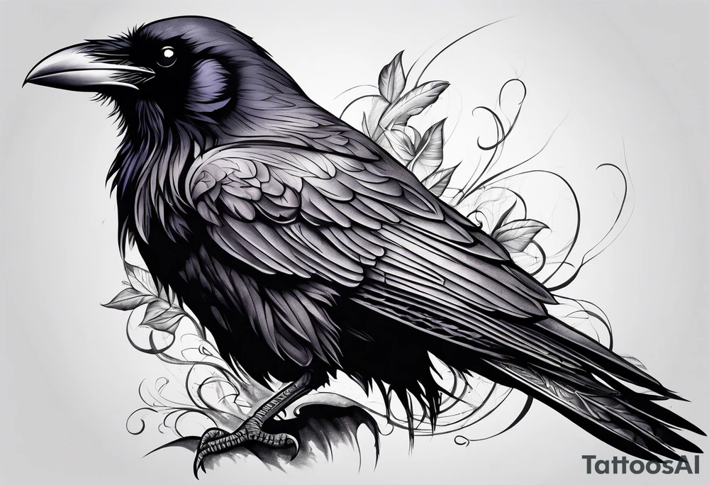 Raven facing forward tattoo idea