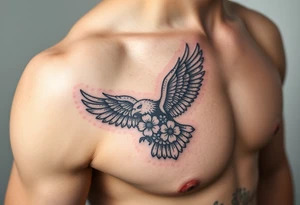 eagle with flowers wings not open tattoo idea