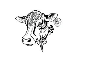 black and white patterned cow tattoo idea