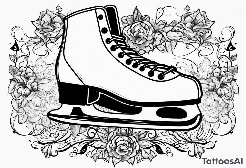 Skates with music notes tattoo idea