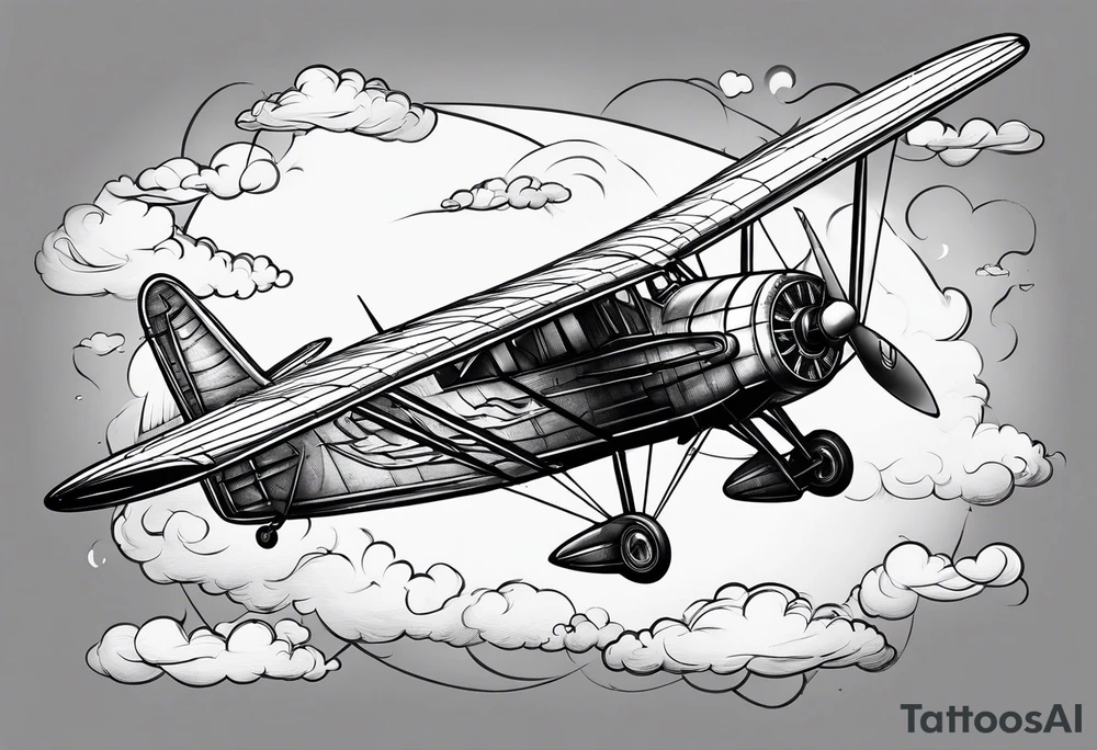 sketch of adventure plane in perspective from the bottom tattoo idea