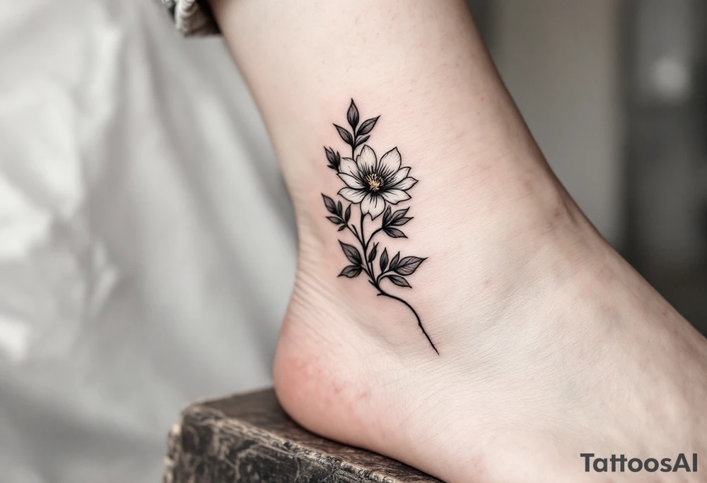 design very very minimal delicate Spring tatoo vertically for ankle. very minimal tattoo idea