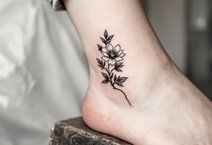 design very very minimal delicate Spring tatoo vertically for ankle. very minimal tattoo idea