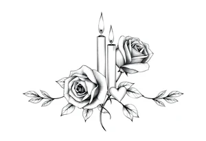 blue, Passed baby, two roses, two candles, hearts tattoo idea