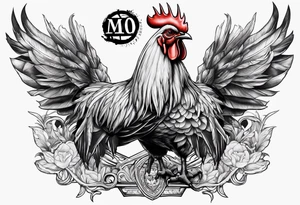 Rooster with an M60 machine gun tattoo idea