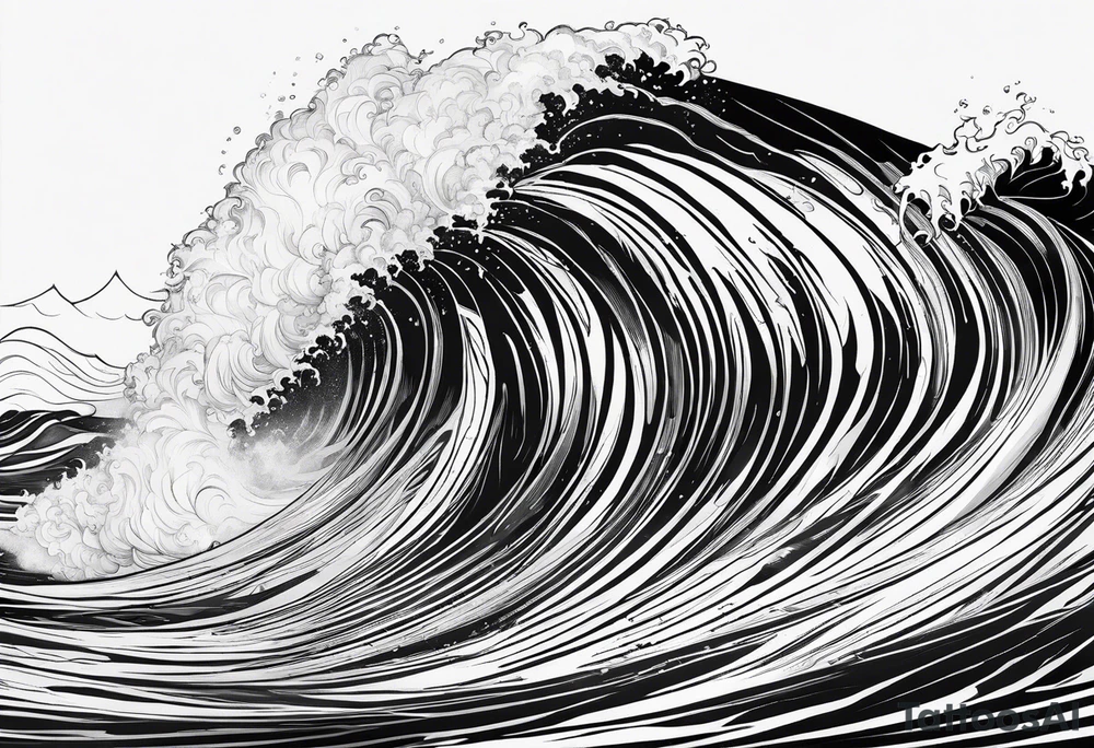 Ocean wave as a single line tattoo idea