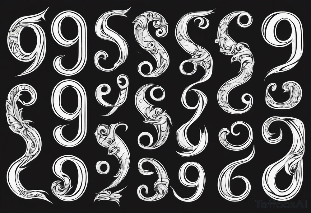 number 9 upside down and right side up connected in the middle. Tall and thin tattoo idea