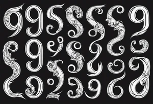number 9 upside down and right side up connected in the middle.  Tall and thin tattoo idea