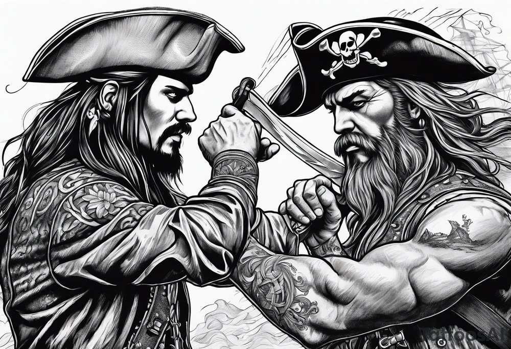 pirate fighting tattoo idea