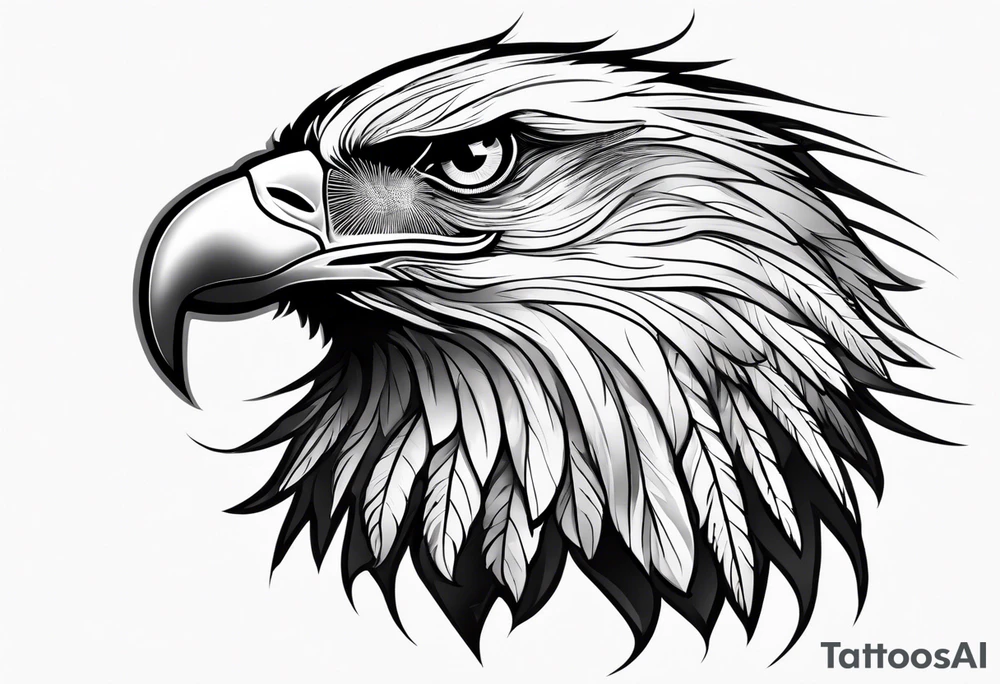 Flying realistic black and white eagle tattoo idea