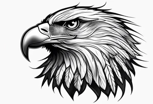 Flying realistic black and white eagle tattoo idea