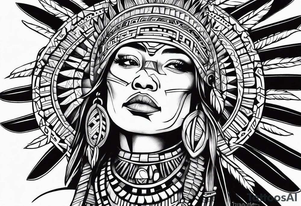 Tohono Oʼodham Aztec tribe tattoo idea