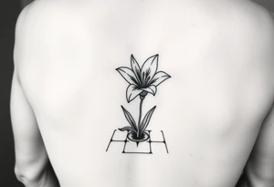 bathroom with lily coming up out of tile floor tattoo idea