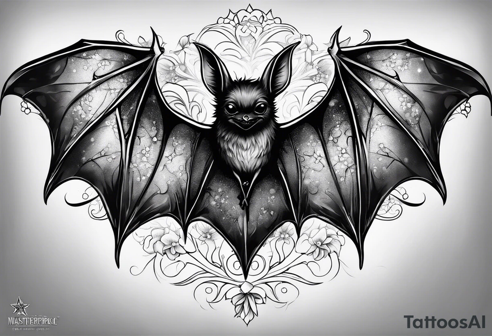 Fines flowers bat stars tattoo idea