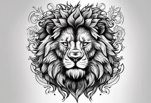 Create an oak tree in the shape of a roaring lion tattoo idea
