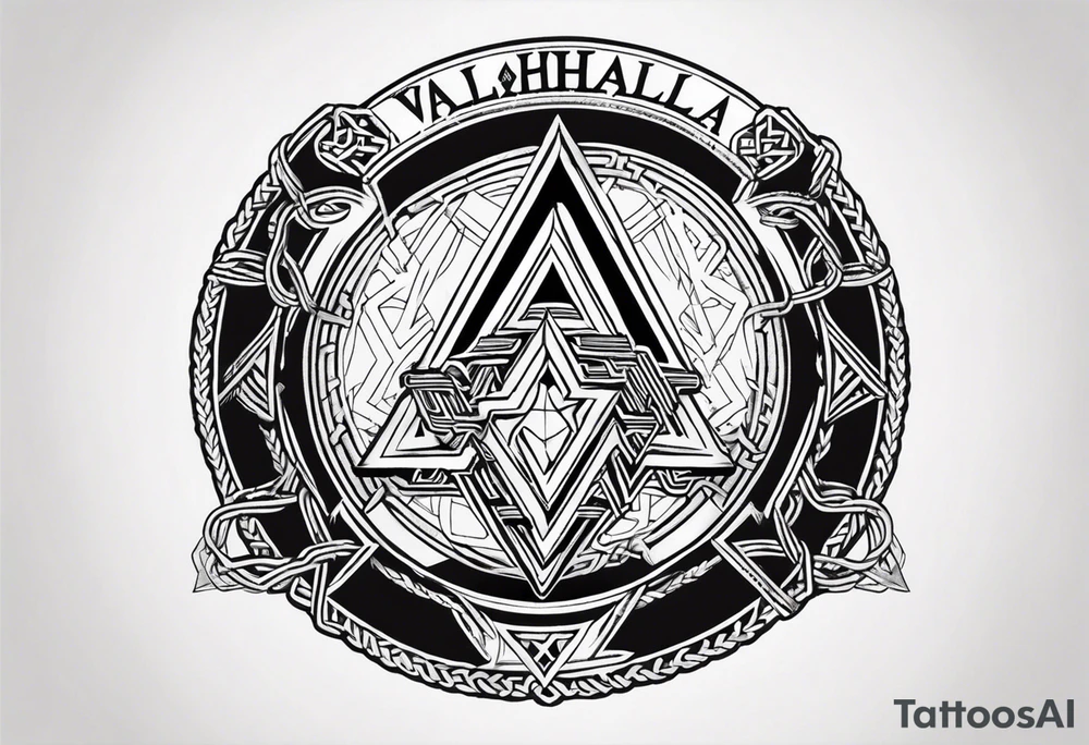 Valhalla round shield axe
Valknut barbed wire chains tattoo idea Valhalla round shield axe
Valknut barbed wire chains tattoo idea
