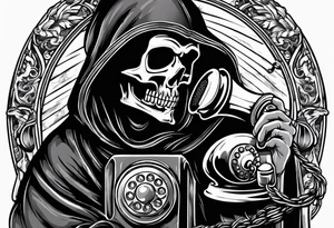 Grim reaper talking on a old school telephone tattoo idea