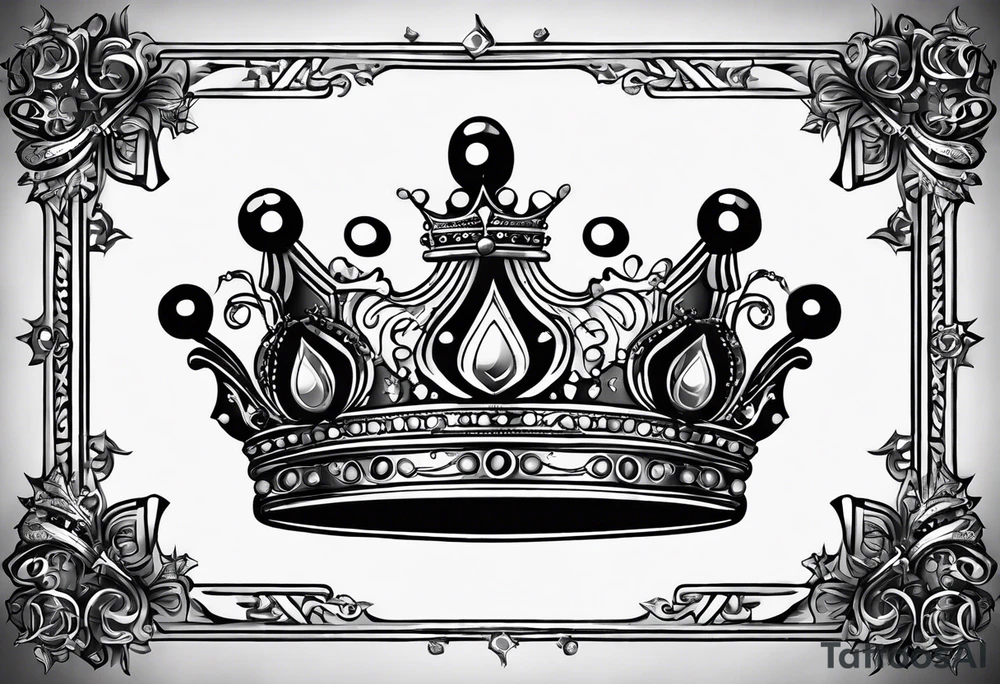 Kids names “Raaj” and “Reign” with the number 11 and crowns for their royalty tattoo idea