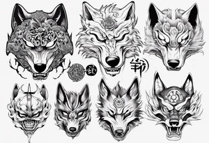 Japanese wolf mask tattoo idea
