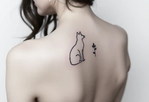 Minimalist Artemis symbolism including cat and mugwort tattoo idea