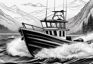 Fishing on boat tattoo idea