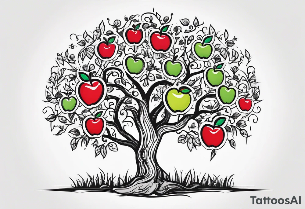 Apple tree  with LK initials tattoo idea