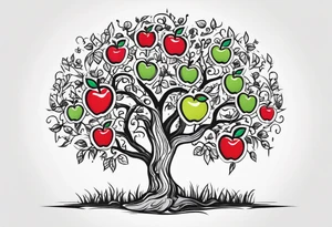 Apple tree  with LK initials tattoo idea