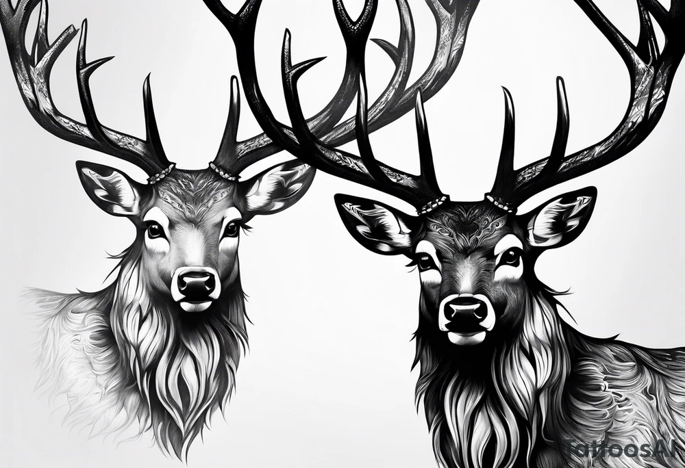 A deer showing fangs tattoo idea