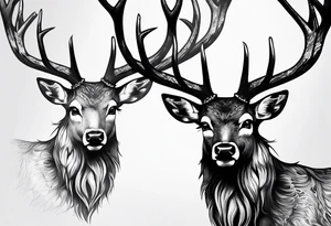 A deer showing fangs tattoo idea