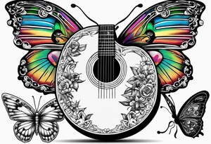 Guitar, butterfly, rainbow, game controller tattoo idea