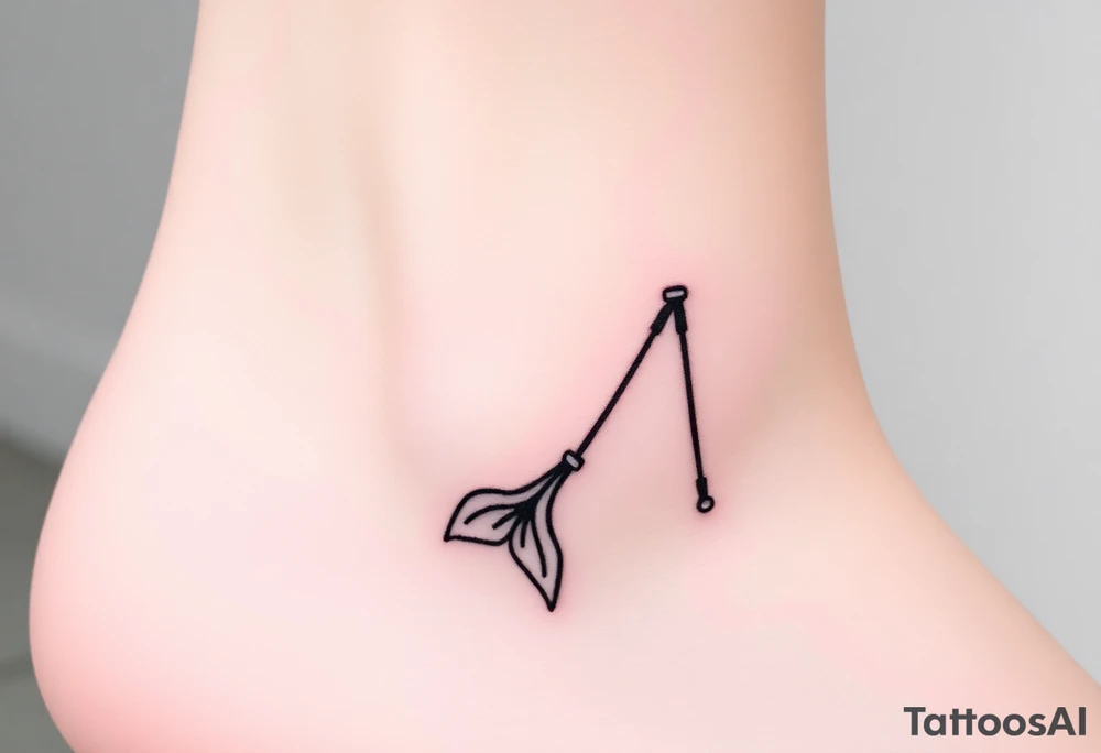 Simple Mermaid tail with crutches tattoo idea