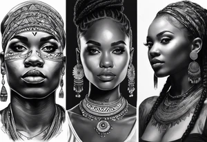 exu africano realista em preto e cinza com tons de vermelho tattoo idea