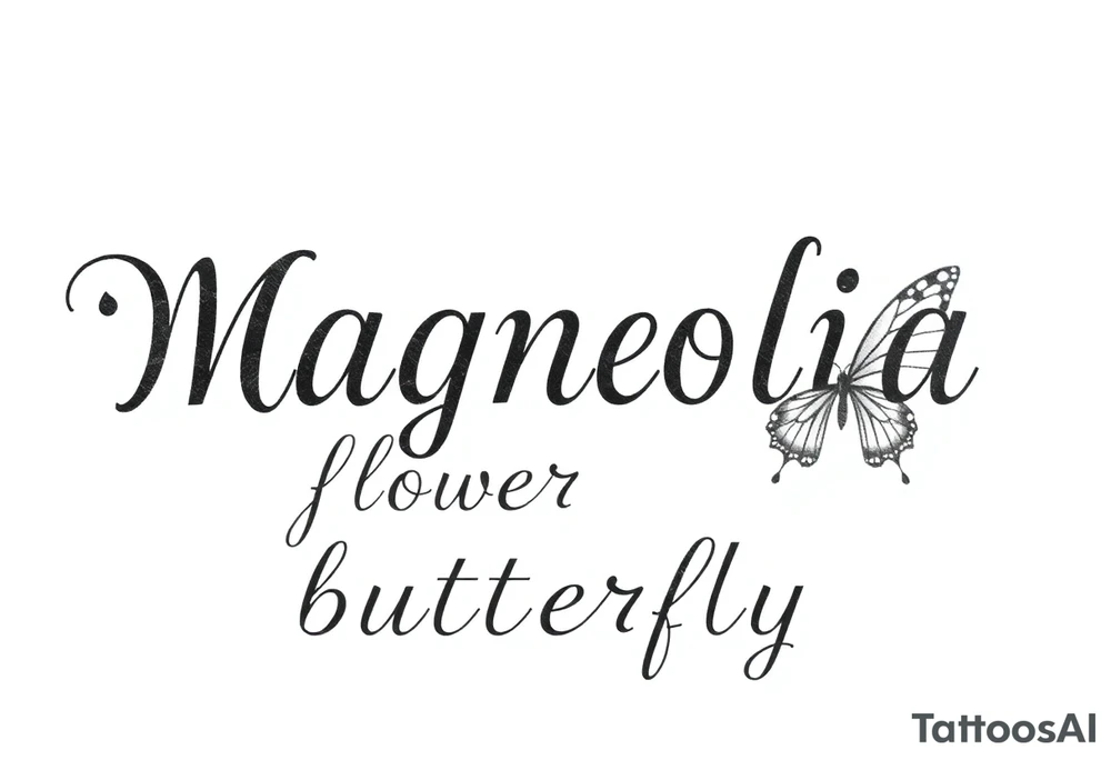 Magnolia flower, butterfly tattoo idea