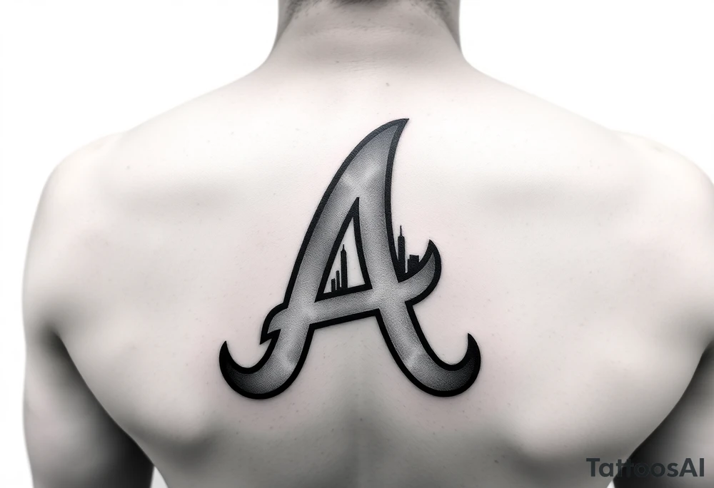 Atlanta Braves letter logo “A” with 3D skyline incorporated in the letter tattoo idea