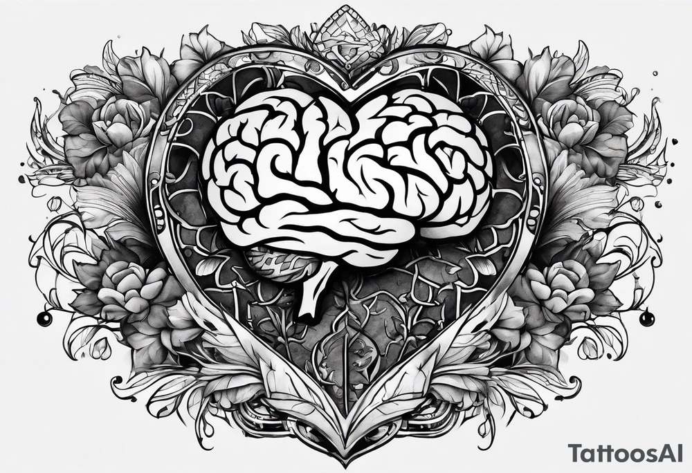 heart brain scale tattoo idea