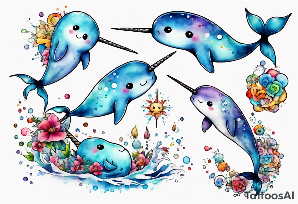 a sad narwhal tattoo idea