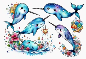 a sad narwhal tattoo idea