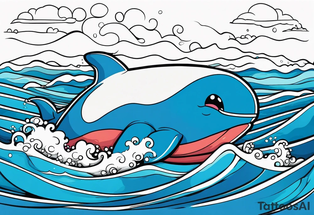 Wailord Pokemon in the ocean. tattoo idea