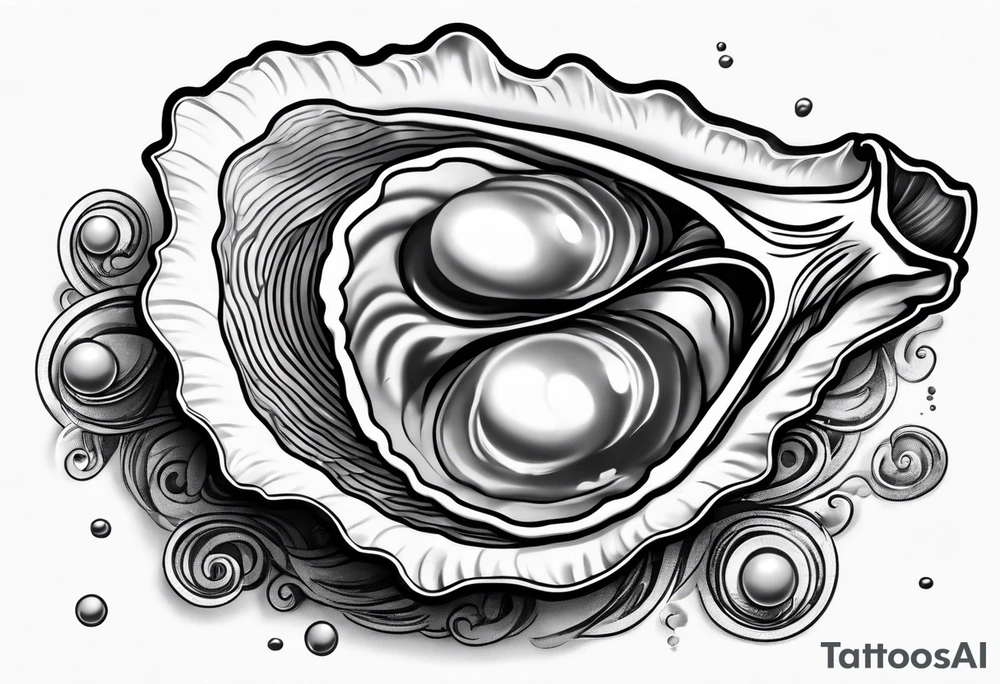 Open oyster with pearl inside tattoo idea