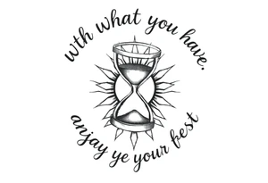 live with what you have and enjoy it to the fullest, hourglass, sun shines down tattoo idea