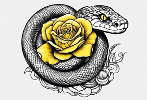 snake wrapped around a sword with a yellow rose tattoo idea