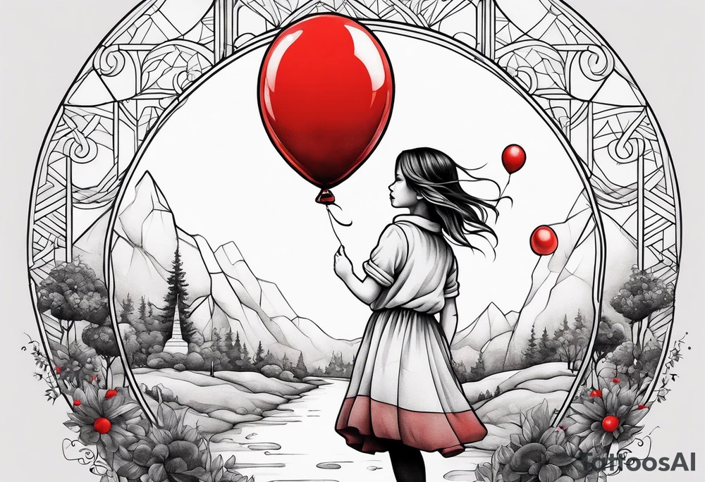 girl with the red balloon tattoo idea