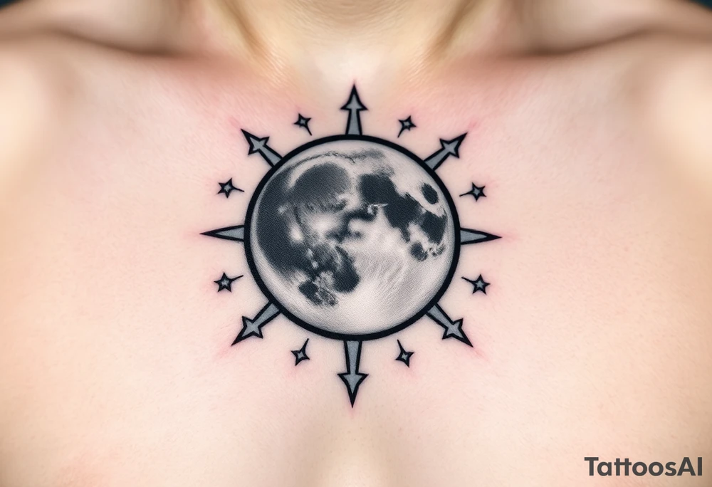 Moon and stars tattoo idea