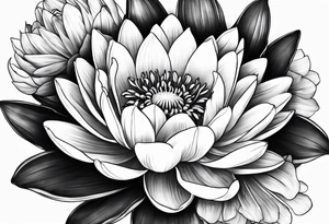 Water lily and tulip blossoms intertwined tattoo idea